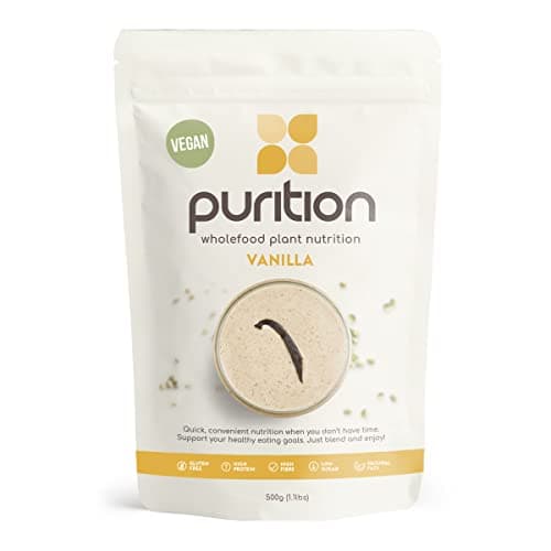 Image of Purition Vegan Vanilla – High Protein Wholefood Shake | 500g Plant-Based Meal Replacement for Keto Diet, Weight Loss & Healthy Breakfasts | 12 Servings