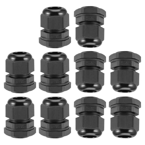 Image of TA-VIGOR 10Pcs M22 x 1.5 Cable Gland, IP68 Waterproof Adjustable Plastic Nylon Wire Connectors Gland Joints for 7mm-12mm Cables, Locknut Stuffing Glands with Locknut and Washer – Black