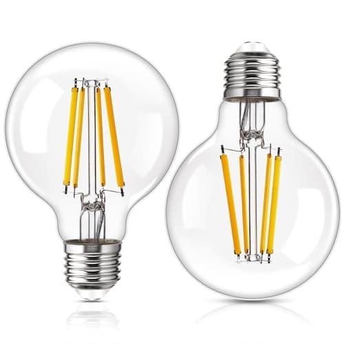 Image of Genixgreen Dimmable E27 LED Bulbs,Edison Screw Bulbs ES Globe Filament Bulb G80 12W Decorative Light Bulbs Retro Style,100W Equivalent,2000LM,Clear Glass,Warm White 2700K,2 Pack