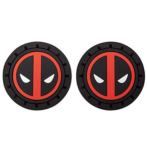 Image of Plasticolor 001965R01 Marvel Comics Deadpool Auto Car Truck SUV Cup Holder Coaster 2-Pack