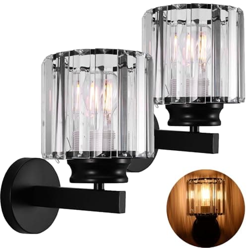 Image of Modern Wall Light, 2pack Modern Crystal Wall Light Shade E27 Wall Lighting Fixtures Crysta Wall Light for Living Room, Wall Sconce Lights for Bedroom Corridor Dining Room Hallway (No Light Source)