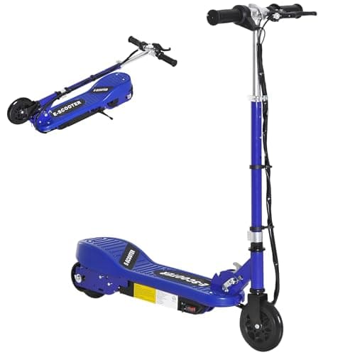 Image of HOMCOM 5.5 Inch Kids Electric Scooter for Kids with Hand Brake, 120W Foldable and Adjustable E-Scooter, Up to 12km/h, 10km Range, for Ages 7-14, Blue