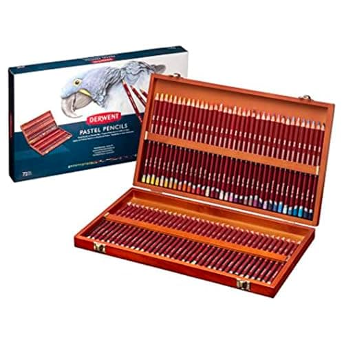 Image of Derwent Pastel Pencils, Drawing & Colouring, Set Of 72 In Wooden Gift Box, Ideal For Blending & Colouring, Professional Quality, 2300343