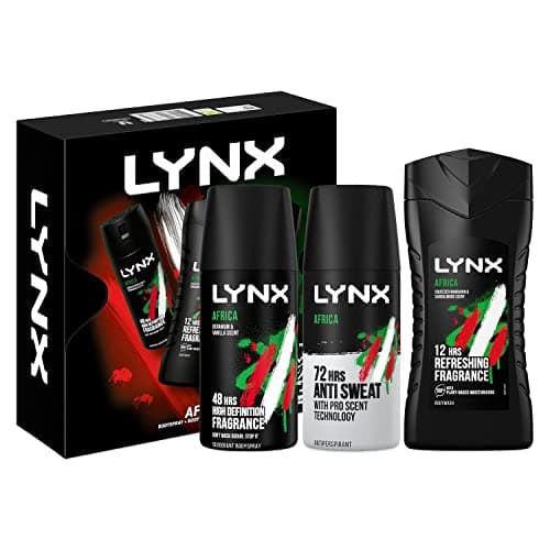 Image of Lynx Africa 25 Years, Trio Gift Set, The Perfect Present For Men, Boys And Teenagers, Shower Gel And Deodorant Body Spray, For Long Lasting Odour Protection And A Clean And Fresh Fragrance