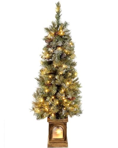 Image of WeRChristmas Pre-Lit Scandinavian Blue Spruce Christmas Tree with 80 Warm White LED Lights, 4 feet/1.2 m - Green