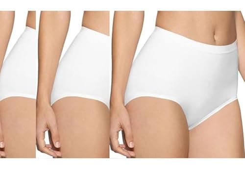 Image of COSHAL® 3 Plain Brief Womens Full Combed Cotton Briefs Knickers Ladies Full Maxi Soft Stretchy Brief Women Cotton Pants Underwear Girls Knickers for daily wear (Waist 30") Size 12 White