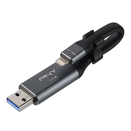 Image of PNY 64 GB OTG Duo-Link 3.0 Flash Drive for Apple iPhone/iPad, Metal Gray