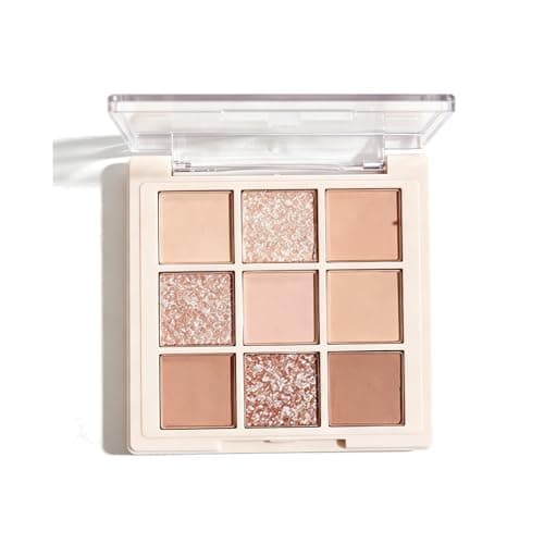 Image of Nude Eyeshadow Palette, 9 Color Nude & Brown Natural Eye Shadow Pallets for Women, Smooth Waterproof Long-Lasting, Highly Pigmented,Blendable Neutral Eyeshadows Makeup Palette