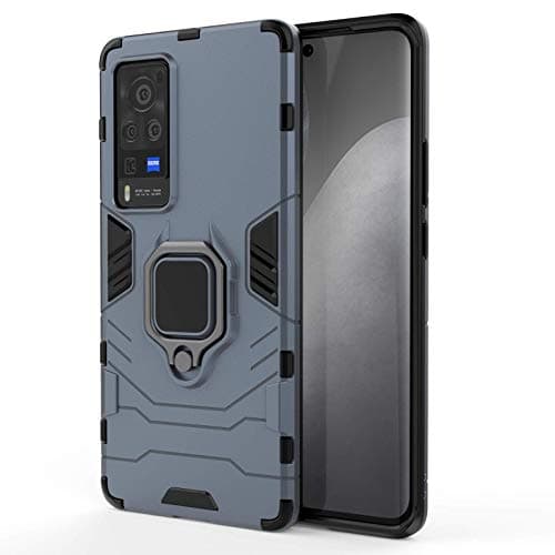 Image of Dedux Phone Case Compatible with vivo X60 Pro 5G, Rugged PC TPU Bumper Cover With Ring Holder for vivo X60 Pro 5G. Navy blue