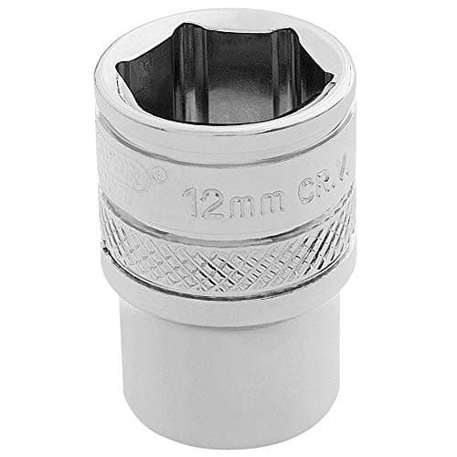 Image of Draper 32569 1/4" Square Drive Polished Chrome Metric Socket, 12 mm Size, Blue