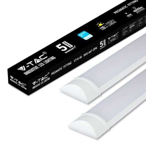 Image of V-TAC LED Batten Light | 40W 4Ft Tube Lights 6400K White | Wall and Ceiling Light | Shed, Kitchen and Garage Lighting | Samsung 4Ft - 120cm Tube Light [Pack of 2]