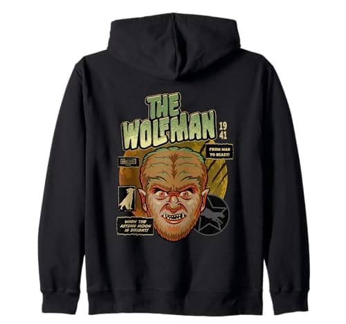 Image of Universal Monsters The Wolf Man Vintage Halloween Mask Zip Hoodie