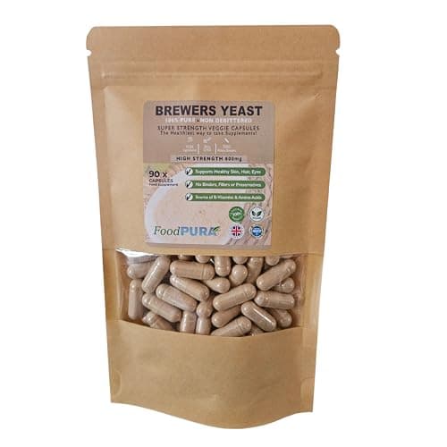 Image of FoodPURA 90 x 600mg Brewers Yeast Capsules 100% Pure & Natural Not Debittered HACCP Certified Manufactured in The UK (90)