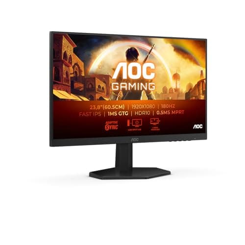 Image of AOC 24G42E 23.8 inch FHD Gaming Monitor 180Hz, Fast IPS Panel, 0.5ms MPRT, Adaptive Sync, HDR10, G-Sync Compatible, (1920x1080 HDMI 1x 2.0 DP 1x 1.4) Black
