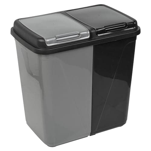 Image of URBNLIVING 60L Double Kitchen Recycling Laundry Duo Bin Garbage Under Cabinet Trash Can (60L-Grey and Black)
