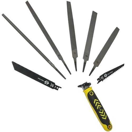 Image of C.K Tools Multi File & Saw 8pc Kit, Universal Quick Change Files & Hand Saws Set for Wood, Metal, Plasterboard & Plastic, Reciprocating Jab Sawing, Metal Files for Steel, Recip Drywall Saw CK T0820-2