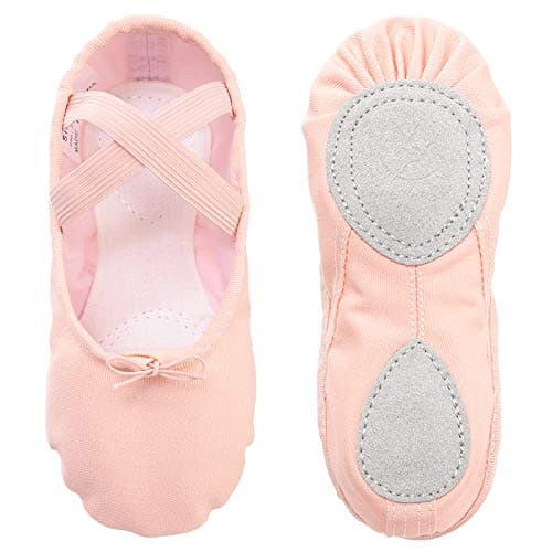 Image of Ballet Shoes Ballet Dance Shoes Split Leather Sole Canvas Yoga Gymnastic Shoes for Girls Women Kids Children's Adults Size 6.5UK child-EU23 Pink …
