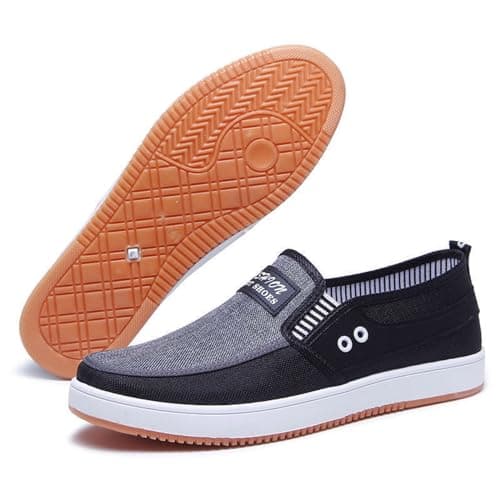 Image of Men's Loafers Casual Slip On Canvas Shoes,Lightweight Breathable Walking Driving Shoes for All Seasons Size 7 Black