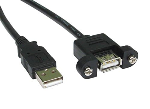 Image of rhinocables USB 2.0 Panel Mount Cable For Wall Mounted Faceplates Female Male Screw Sockets Black 1m