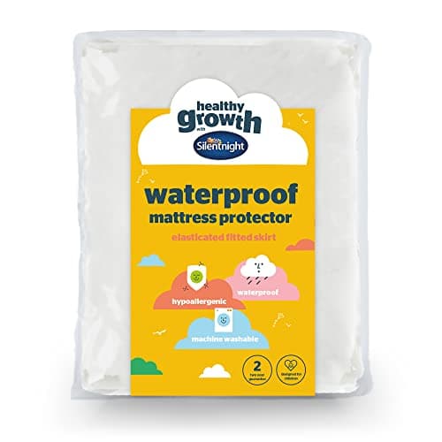 Image of Silentnight Healthy Growth Waterproof Mattress Protector - Deep 30cm Quiet Waterproof Mattress Pad with Fitted Skirt and Soft Touch Cover - Hypoallergenic, Single, White