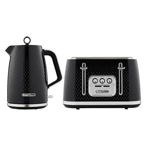 Image of Swan Elegance Kitchen Set, 1.7L Kettle & 4 Slice Toaster, Black, SK14016BLK & ST19025BLK