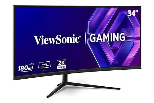 Image of ViewSonic VX3418C-2K 34 inch Ultrawide Curved Gaming Monitor, UWQHD 3440 x 1440, 180Hz, 1ms MPRT, VA, 1500R, Built-in Speakers, Ergonomic, FreeSync Premium Compatible, HDR10, 2 x HDMI, 2 x DisplayPort