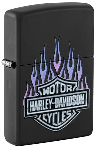 Image of Zippo Windproof Lighter Metal - Harley-Davidson, Black Matte, Colour Image - Refillable - Reusable - Windproof Design - Gift Box - Made in USA