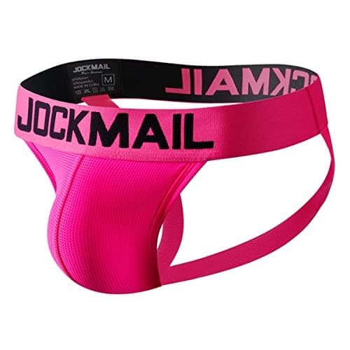 Image of JOCKMAIL Mens Jockstrap Mesh Underwear Jock Straps Male Athletic Supporters Male Underwear (as8, alpha, l, regular, regular, Rose)
