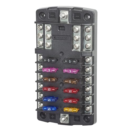 Image of Blue Sea Systems 5031 ST Blade Fuse Block 12 Circuit with Ground, Black