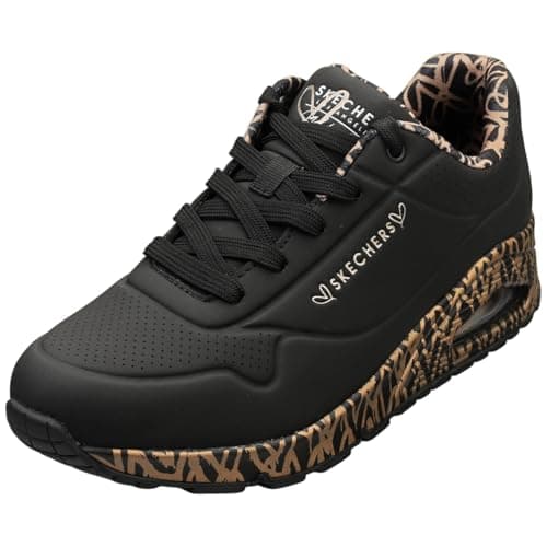 Image of Skechers Women's UNO Loving Love Trainers, Black Durabuck/Rose Gold Trim, 4 UK