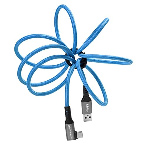 Image of KONDOR BLUE | USB-A to USB-C 3.0 Right Angle High Speed Data and Charging Cable 3A 60W 5G | 5FT Ultra-Durable, & Nylon Braided with Reinforced Metal Connectors | Blue