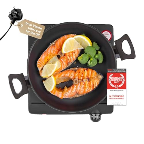 Image of TZS First Austria - Infrared Hot Plate Single Glass Ceramic Stove Plate ALL Pot Types 1250W - Portable Hob Electric Cooktop for Camping, Dorm & Apartment - Stepless Adjustment & Indicator Light