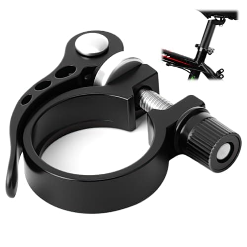 Image of Bike Seat Clamp 34.9mm Quick Release Bicycle Tube Post Clamp Aluminum Alloy Bike Seatpost Collar Release Saddle Clip for MTB Road Folding Casual Track Mountain Bike, Black