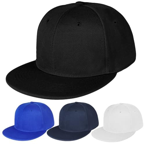 Image of BSBUY Men's Black Baseball Cap, Classic Plain Flat Brim Kappe Cap, Adjustable Sports Casual Cap, Breathable Summer Sun Visor Hat