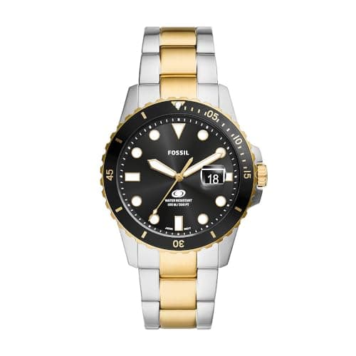 Image of Fossil Blue Dive Watch for Men, Quartz three hand date movement with Stainless steel or Leather Strap