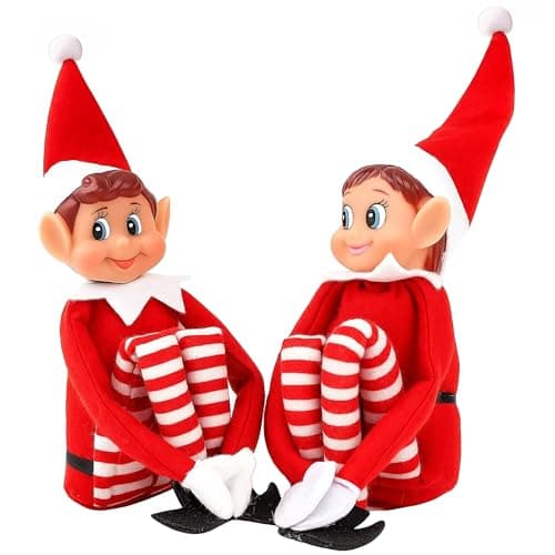 Image of Gifts by L Naughty Elves Set – Boy & Girl Couple 12 Inch Christmas Elf on the Shelf – Soft Body Vinyl Face Elves Behaving Badly – Christmas Decorations, Family Fun & Play, Toys for Kids