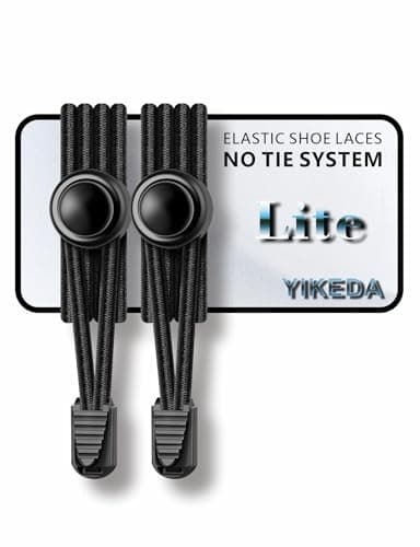 Image of YIKEDA No Tie Elastic Laces 120CM Elastic Shoe Laces No Tie Elastic Shoelace Lock System Suitable for Kids Adults Elderly Disabled (Black)