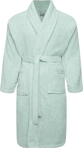 Image of Adore Home 100% Cotton Terry Towelling Shawl Collar Bathrobe - XXLarge, Duck Egg