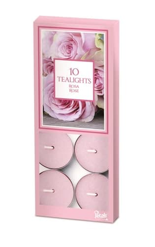 Image of Prices's Candles Rose Scented Tealights Pack of 10 Long Burning Wax Tea Light Candles Floral Fragrance Romantic Home Décor Ambient Lighting Gift Use