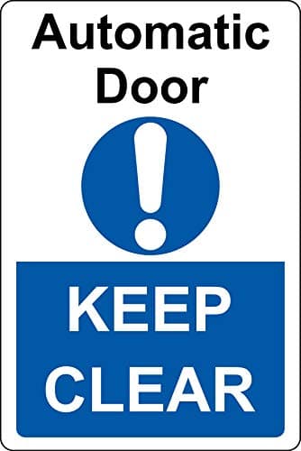 Image of Automatic door keep clear Safety sign - Self adhesive sticker 300mm x 200mm