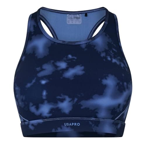 Image of USA Pro Womens Core Racer Back Sports Bra Navy Acid Dye L