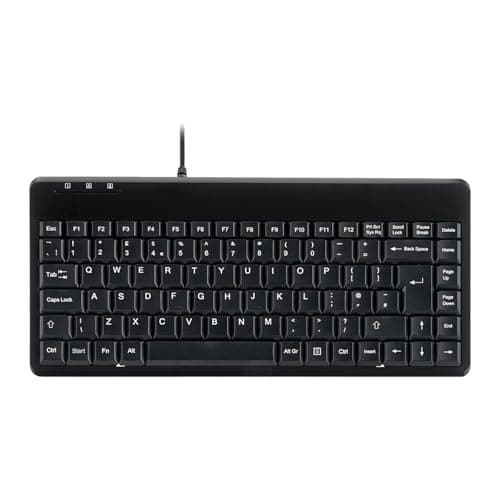 Image of Perixx PERIBOARD-409P Wired Mini Keyboard, Compact PS/2 Interface, UK Layout, Black