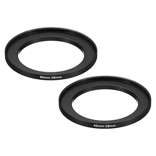 Image of PATIKIL 46mm-58mm Metal Step Up Ring, 2 Pack Camera Lens Filter Adapter Ring Aluminum Filter Adapter Ring for Camera Lenses Hood, Black