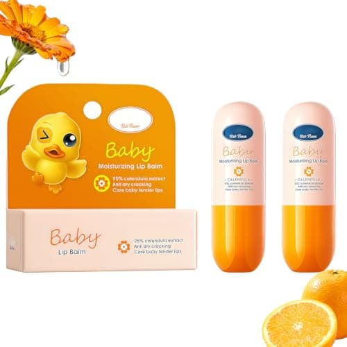 Image of Natural & Organic Kids Lip Balm Set - Cute Girls Baby Lips Lip Care with Moisturizing Relief for Dry Cracked Lips (Pack of 2)