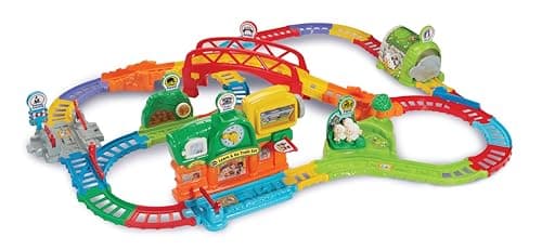 Image of VTech Toot-Toot Drivers Learn & Go Train Set, Track Set with Motorised Vehicle, 19 Play Pieces with 4 Layouts, Interactive Toddler Toy For Ages 12 Months, 2, 3, 4+ Years, English Version