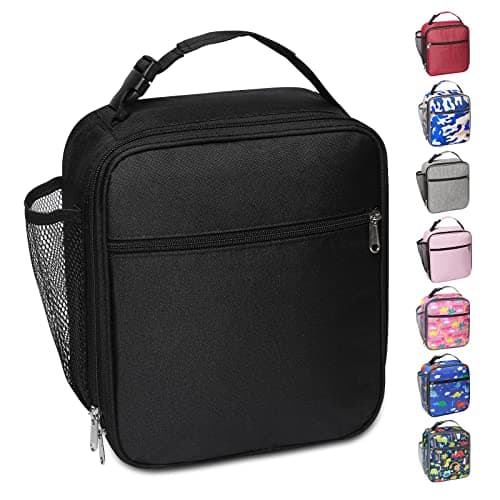 Image of Apuucse Portable Insulated Lunch Bag with Side Mesh Pocket for Adults/Kids/Men/Women,Water-Resistant Leakproof Soft Cooler Bag Durable Thermal Lunch Box for Work/School/Picnic/Outdoor(Black)