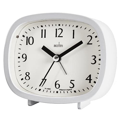 Image of Acctim Hilda Analogue Alarm Clock Non Ticking Sweep Crescendo Alarm Backlight Contemporary White
