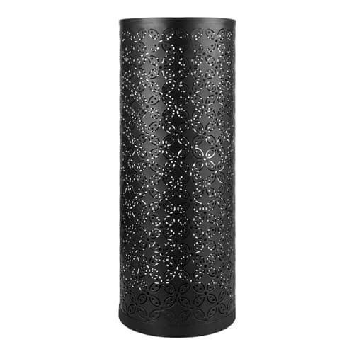 Image of ASelected Metal Drum Umbrella Stand Hollow Creative Umbrella Stand Free Standing Umbrella Holder Bin for Office Restaurant Family 42X15X15Cm Umbrella Stands - Black