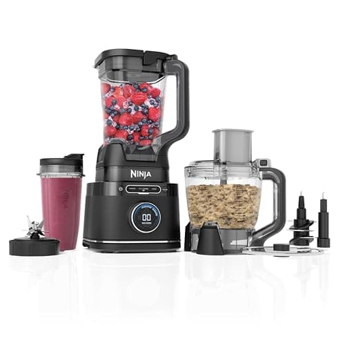 Image of Ninja 3-in-1 Detect Power Blender Processor Pro, Powerful 1200W Blender, Food Processor Bowl, Dough Blade, 1x Single Serve Cup, Jug, Make Pizza Dough, Blend, Chop & Mix, Black, TB401UK