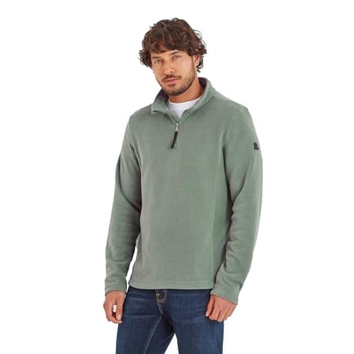 Image of TOG24 Revive Men's Fleece Pullover Lightweight & Warm Microfleece Jacket Quarter Zip Jumpers Thermal Top Recycled Polyester Sweatshirts Light Forest L